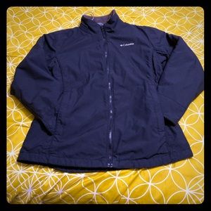 Black Columbia jacket with brown fleece lining